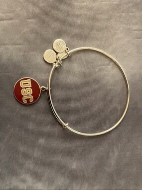 Alex and Ani Silver Bangle with Red and Gold USC Enamel Charm
